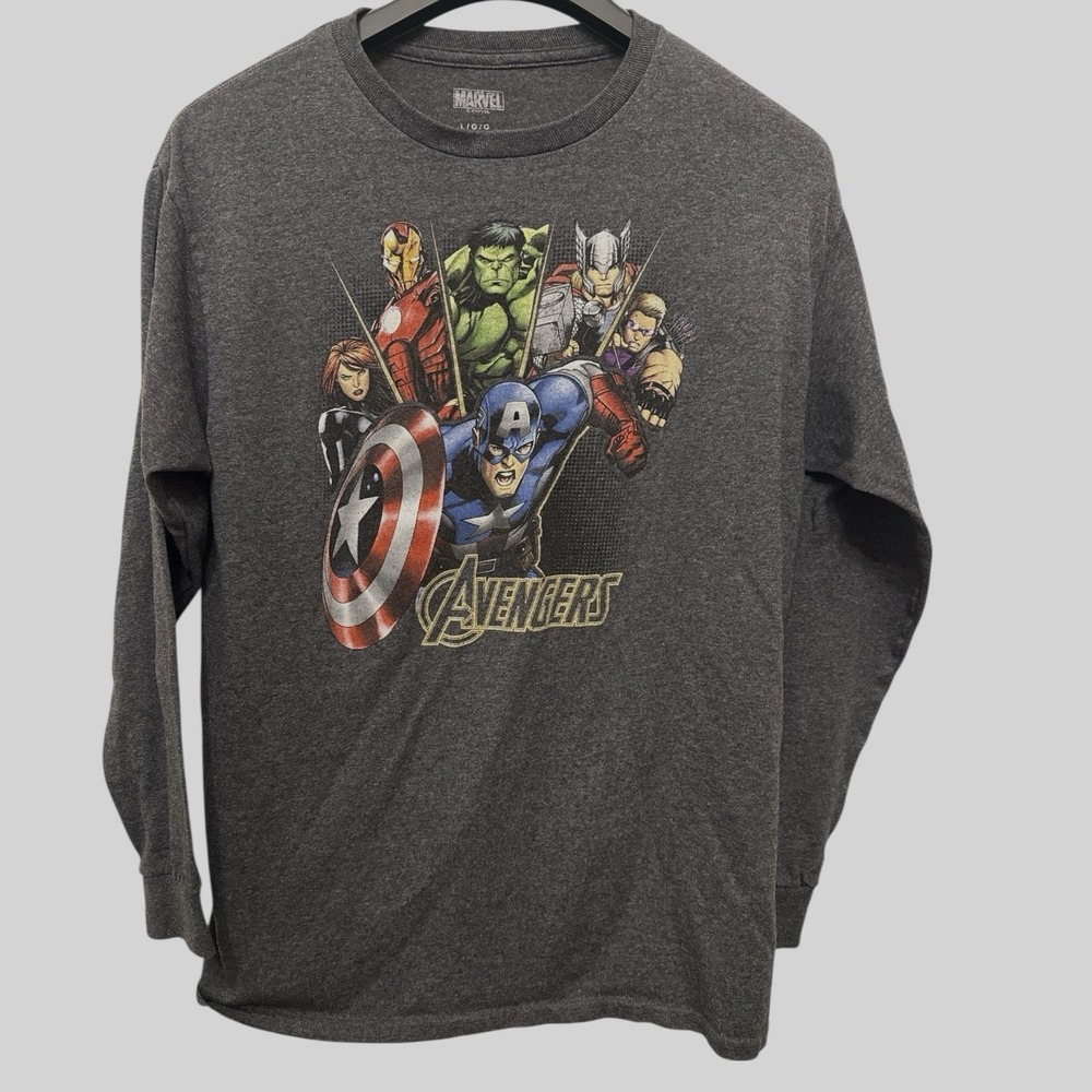 Marvel Avengers YOUTH size Large Grey Long Sleeve T Shirt